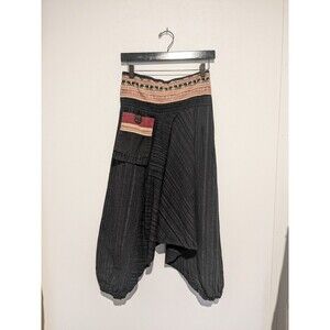 Woven Harem Pants Thailand Boho S/ M W28 Elephant Festival Cotton Pocket